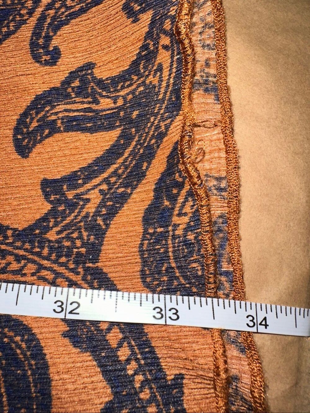 Urban Outfitters Size M Paisley Mock Neck Mini Dress Brown Blue Ribbed Stretch - Picture 10 of 10